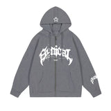 Letter Star Print Contrast Color Oversized Hoodie-Outfit