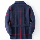 Fongt Men's Knitted Vintage Line Tweed Tweed Tweed Medium-Long Cardigan Sweater