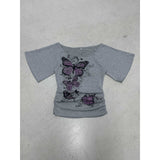 Fongt Niche Design Sense Retro Print Shoulder Short-Sleeved T-Shirt Hottie Side Shoulder-To-Shoulder-To-Shoulder-To-Shoulder-To-Wear Blouse