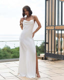 Fongt Temperament Sexy Solid Color Splicing Tie With Body Slings Long Dress