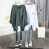 Tshirts Oversized Korean Loose Thin V-neck Mid-length Long-sleeved Bottoming Tshirt Long Sleeve Summer Tops For Women