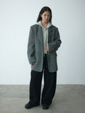 [Daihe] Winter New Casual Lapel Loose Rabbit Velvet Handmade Double-Sided Suit Jacket Female H7456-Outfit
