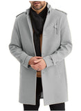 Fongt Version Of 24 New Large-Size Hairy Coat Men's Single Buckle Long Coat Epaulets