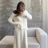 Fongt Temperament Niche Lotus Side V-Neck Irregular Drag-And-Drag Chiffon Sleeve Top