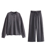New Flannelette Sweater 8417801 Elastic Waist Trousers 8417802-Outfit