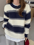 Color Block Striped Knit Sweater-Outfit