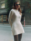 Fongt Tight Knitted Dress Woman 2023 Half-Neck Bottomed And Hip Solid Color Temperament Short Autumn Winter Sweater