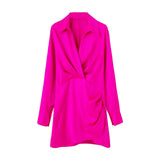 New Candy-Colored Silk Satin Long-Sleeved Dress In Summer-Outfit