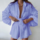 Fongt Women's Casual Fashion Sleek Sleeker Shorts Shirt Set In Summer 2025