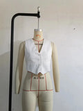 Women's Vest 2023 Sleeveless Vests For Women Summer V-Neck Single-breasted Ladies White Casual Tops