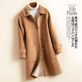 Women's Wool Coat Solid Color Long Jacket Female 2023 Korean Style Wool & Blends Office Lady Thick Warm Coat Winter