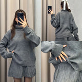 Fongt Solid Color Round Collar Loose Blouse Simple Dress Set In Autumn 2025