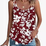 / Summer 2024 New Solid Color Round Collared Sleeveless Sling Vest Top-Outfit
