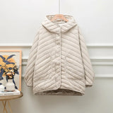 Light Down Jacket 2024 New Loose Simple Hooded Large Size White Duck Down Thin Coat-Outfit