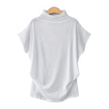 Commute Large Size Women's Half Turtleneck Batwing Sleeve Solid Color Polyester