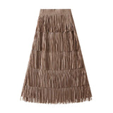 Fongt Folded Tuxedo Skirts Women's Summer New Fried Street Niche Temperament With Thin Half Skirt 0666