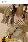 Vintage Two Piece Dress Set Women Summer Chiffon Elegant Kawaii Suit Female Korean Fashion Casual Fairy Dress Suit