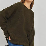 Fongt / Winter 2024 Round Collar Loose Long Sleeve Basic Casual Sweater