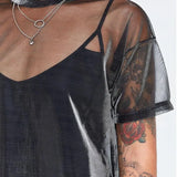 Fongt Women's Wear 2023 New Short-Sleeved T-Shirt Women's Perspective Nightclub