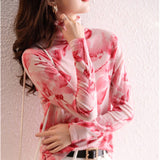 Natural Scenery Printed T-shirt Fashion Letter Animal Contrasting Colors Round Neck Spring Autumn Spliced Slim Pullovers-Outfit