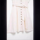 Summer Blended Belt Mini Shirt Skirt Dress 7962709-Outfit
