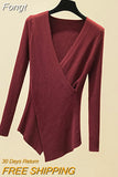 Sexy V-Neck Long Sleeve Pullover Knitted Sweater Women 2023 Winter Sweaters Knitwear Korean Woman Clothes