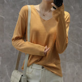 Fongt Style Autumn Winter Woolen Sweater Female V Gets Short Money Inside Build Head Sweater Slim Bottom Sweater-Outfit