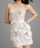 Spring And Summer New Gorgeous Temperament Three-Dimensional Flower Embroidery Sling Skirt Small Dress