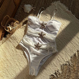 2024 Sexy Solid Star Conjoined Hollow Swimsuit Hot Girl