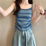 Color Striped Knitted Sling Women's Inner Vest Summer Design Wearing Rainbow Spice Girl Bottom