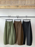 [Daihe] Winter New High Waist Wool Feeling Stand And Cut About Versatile Banana Long Casual Pants Female H7634-Outfit