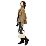 Temperament Long Sleeve Coat Female 2024 Spring Korean Version Of The New Small Coat Loose And Versatile Short Casual Windbreaker-Outfit