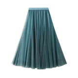 Fongt Long Yarn Skirt Half Dress Girl Autumn And Winter High Waist Long Net Yarn Skirt 100 Folding Skirt A Skirt Fairy Dress 8859