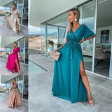 Summer New Flash Dress INS Casual Party Deep V Slit Dress-Outfit