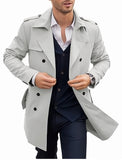 Fongt New Autumn And Spring Men's Coat In The Long Double Buckle Casual Wind Jacket Cardigan Jacket