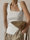 Tank Top Women Black Crop Top Summer Clothes Cut Out Top Skinny Backless Vest Solid Basic Streetwear Rib Knit White