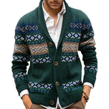 Fongt Men's Autumn And Winter Knitted Cardigan Collared Long-Sleeved Silk Coat