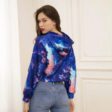 Autumn And Winter New Tie-Dye Printed Hooded Hoodie Short-Style Sweater Women's Long-Sleeved Blouse-Outfit