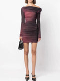 Yujie Style Dress Spring 2025 New Sexy Hottie Fashion Shoulder Brae Folding Short Dress