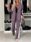 Fongt Casual Black And White Striped Suit Suit Women's Clothing
