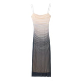 Summer Silk Screen Printed Pleated Garter Dress 3067254 716-Outfit