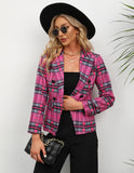 Women's Wear Station Autumn And Winter Plaid Button Collar Long Sleeve Coat-Outfit