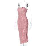 Strapless Heart Print Midi Dress-Outfit