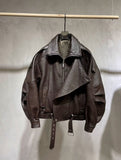 Fongt Bubble Leather Locomotive Jacket Loose PU Leather Coat Oversize New High-End Simple Autumn Coat