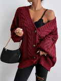 Fongt Sweater Lady Retro Style Loose Lantern Sleeve Knitted Coat
