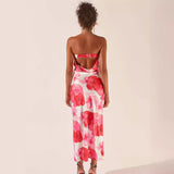 Summer New Breast-Thpack Digital Print Collar Dress Behind The Back Of The Hollow Dress