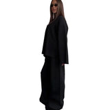 Fongt Women's Clothing 2025 Spring New Solid Color Round Neck Fashion Casual Broad Leg Trouser Sweater Set Women