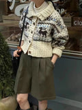 Buttoned Retro Printed Cardigan-Outfit