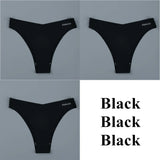 Seamless Panties Ladies Thong Plus Size Women Sexy G String Low Waist Panty Solid Ice Silk Intimates Underwear M-XL