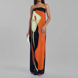 Fongt New Women's Fashion Sleeveless Off-Shoulder Avant-Garde Sexy Backback Print Winter